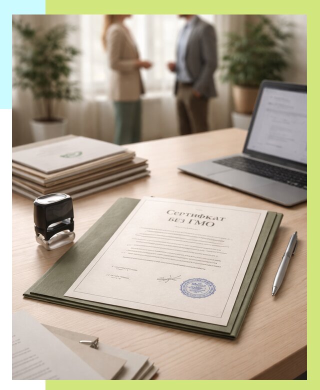 Сертификат без ГМО в Туймазы от 7643 р. оформить срочно Алешин-Тмз